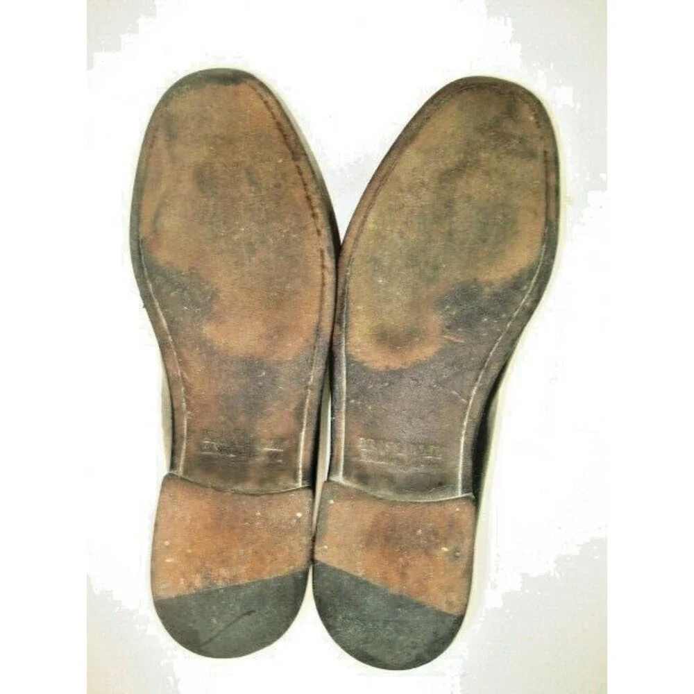 Mens Brass Boot Black Leather Sheepskin Lined Tassel Casual Loafers sz 9.5M